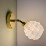 Vintage globe wall lamp in white clichy glass