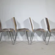 Mid-Century Shell Chairs in Teak and Metal Set of 4, 1970s
