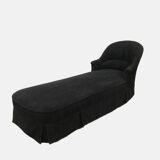 Banquette-lit en velours noir-méridienne