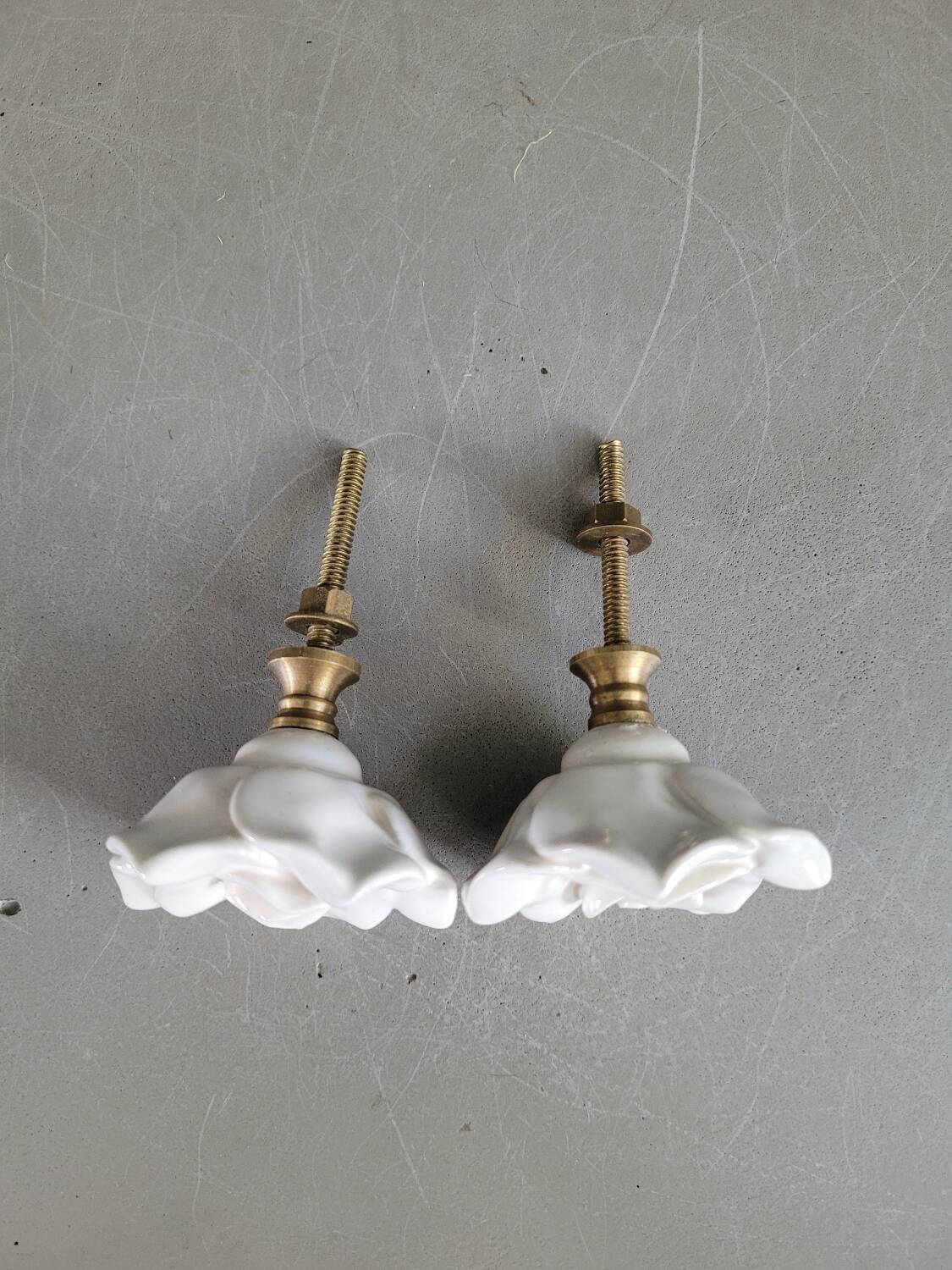 Paire de boutons de meubles en porcelaine