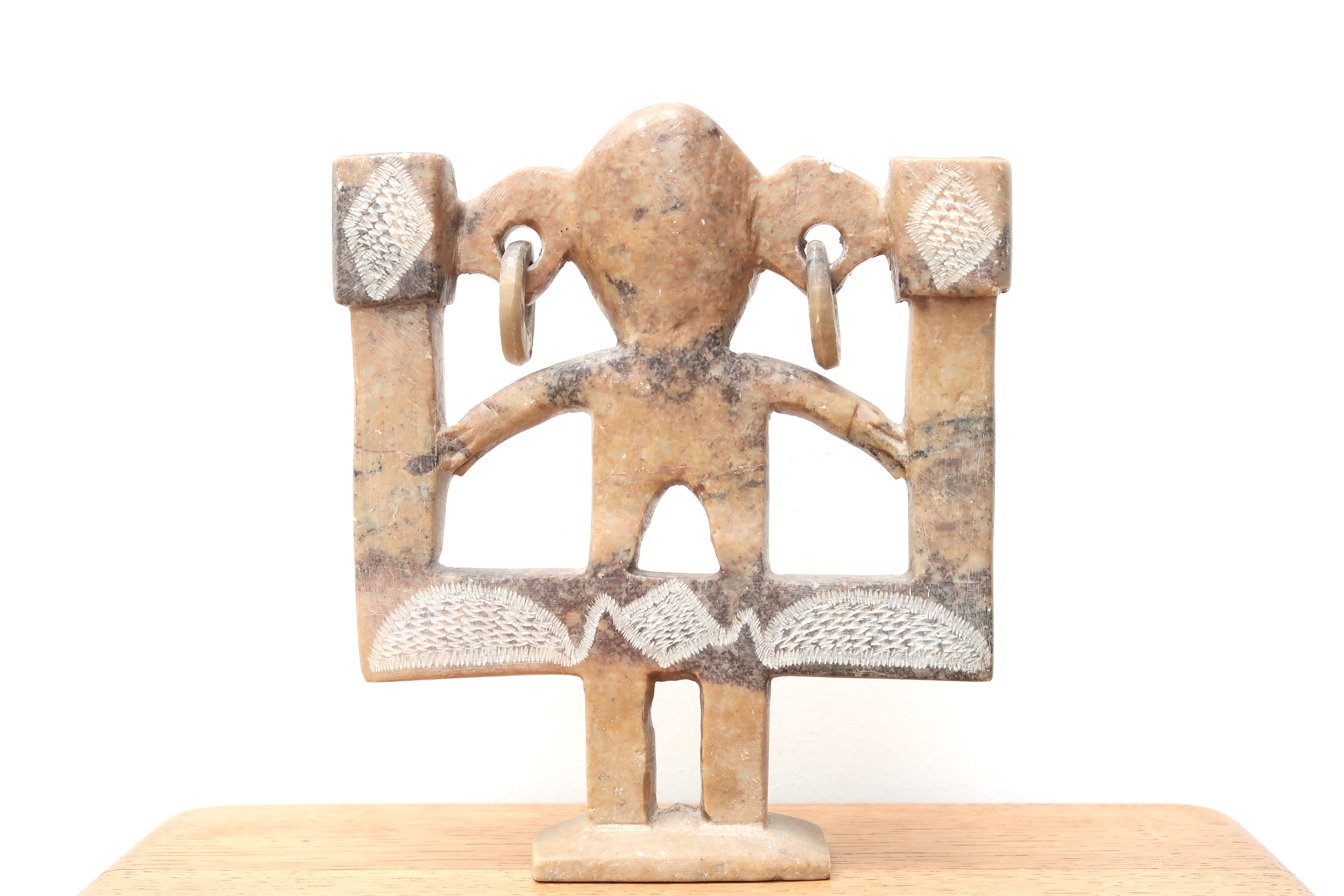 Moroccan anthropomorphic stone candle holder, 70s