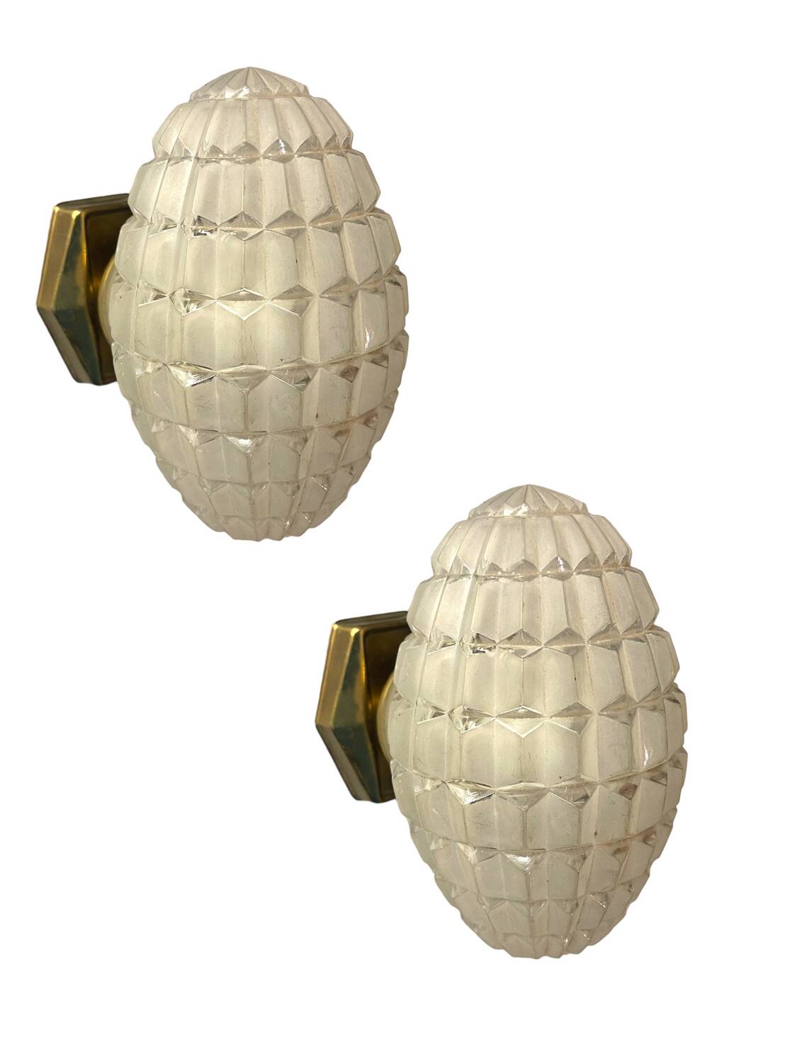 Geometrical Sandblasted Sconces Set of 2 1950’s