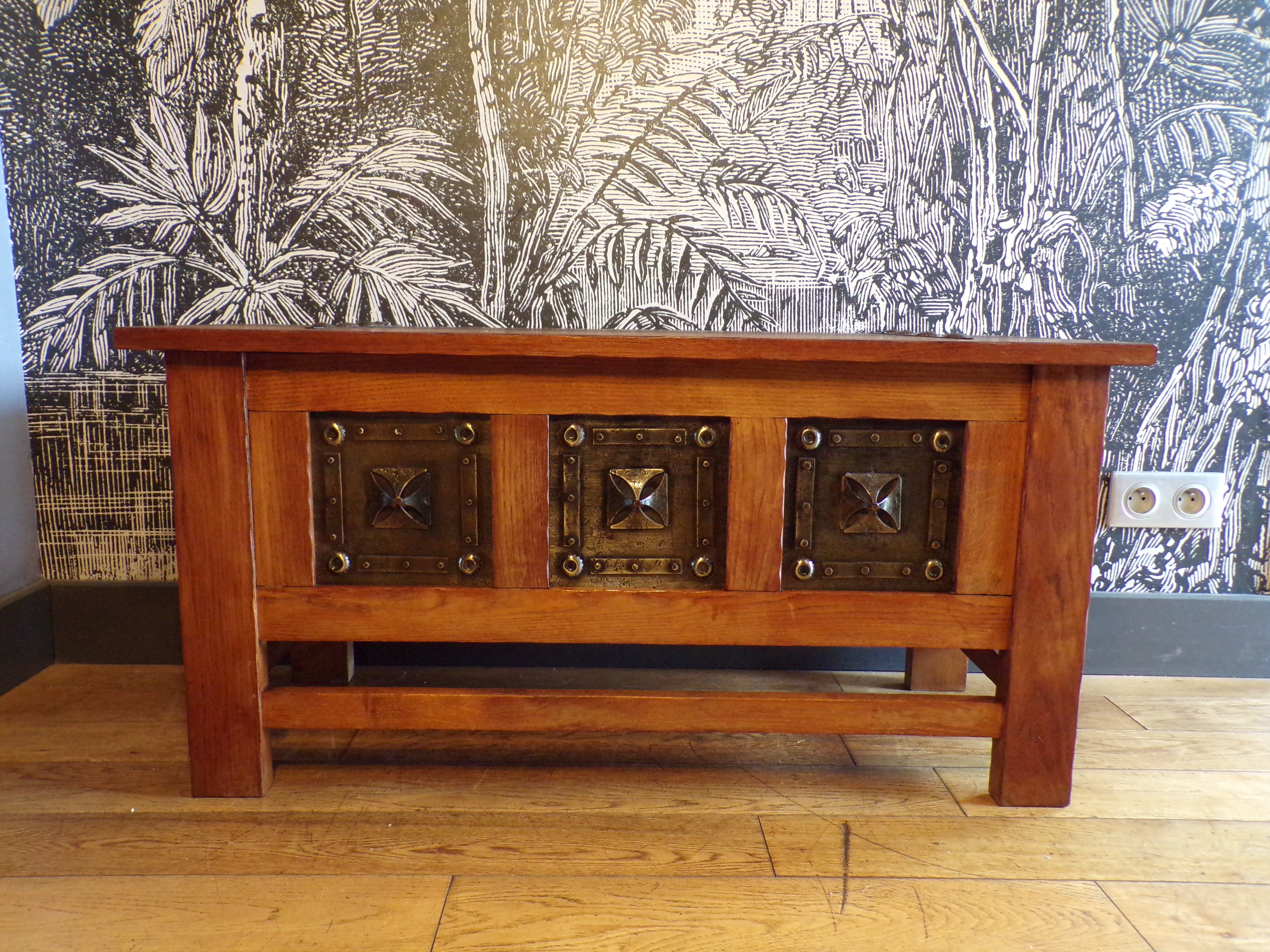Berber style chest, wood and iron