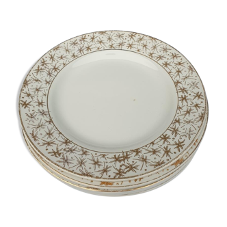 Set 7 Digoin Sarreguemines golden festive plates