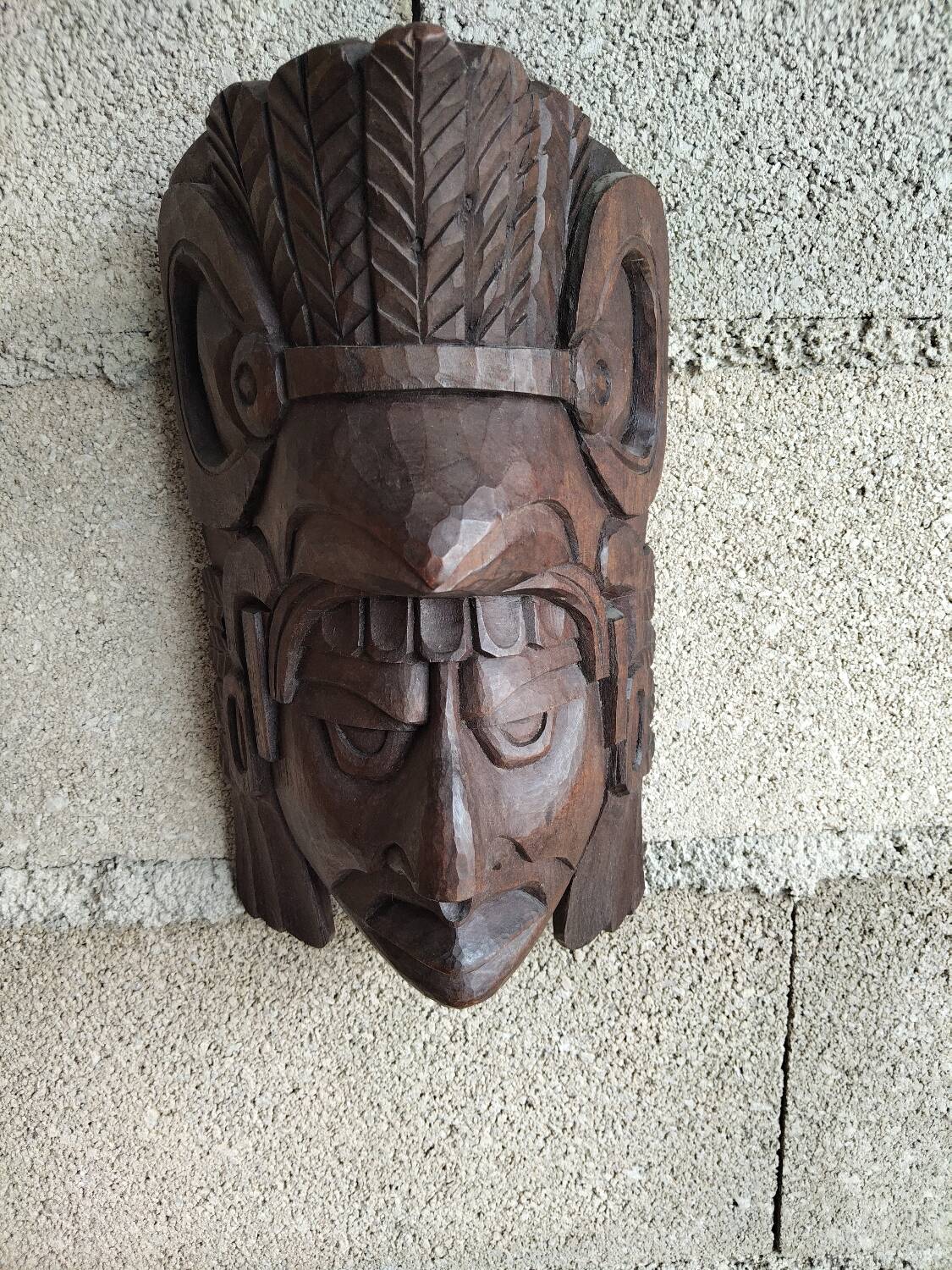 Carved wooden wall mask – Native American spirit – decorative piece vi