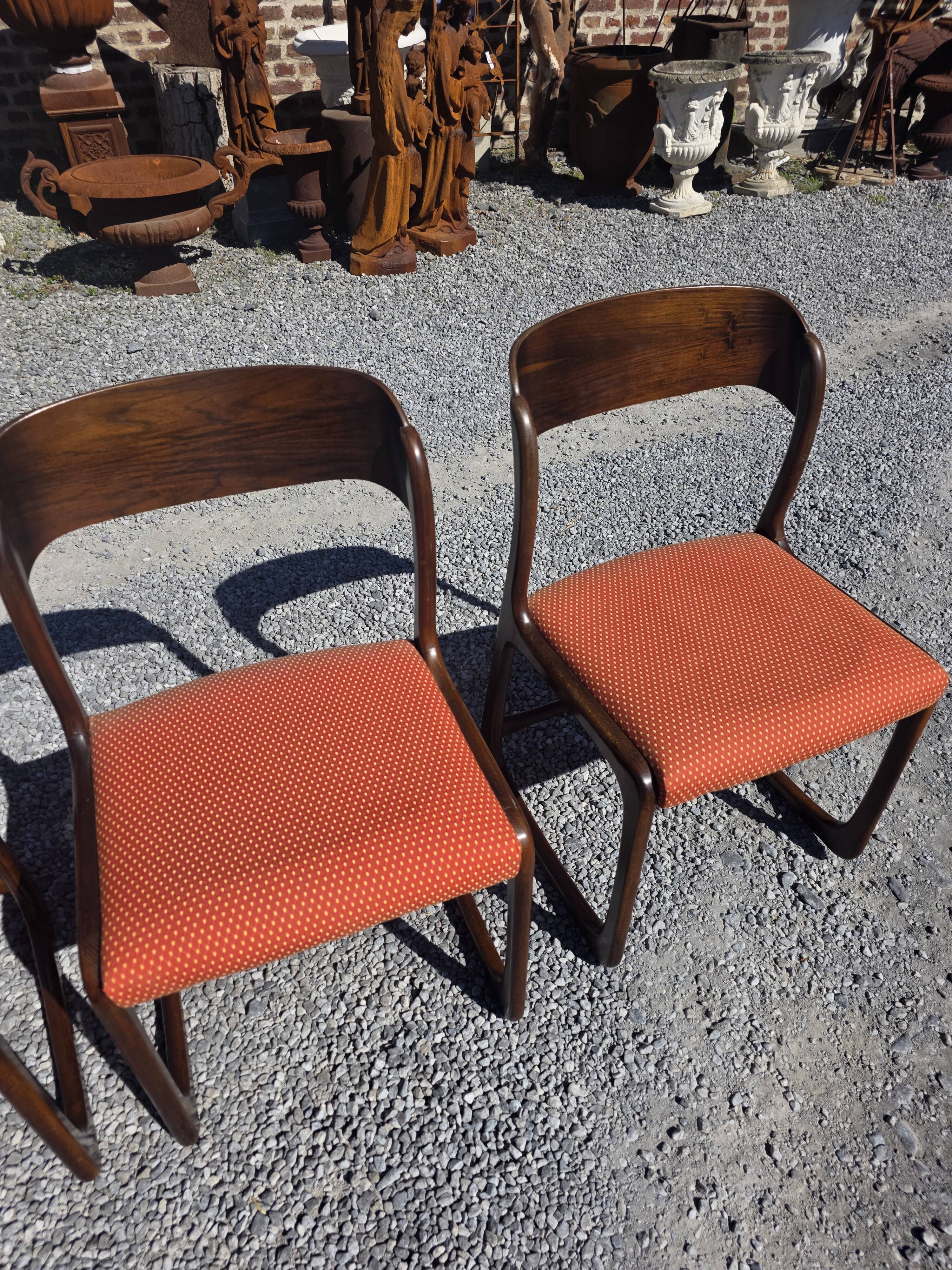 6 Baumann sled chairs in rosewood from the 1960s.
