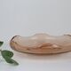 Round pink glass dish, empty pocket or salad bowl, molded glass, art deco