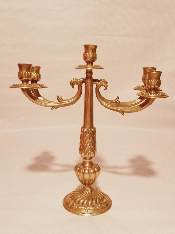 Pair of chandeliers with 5 bronze fires