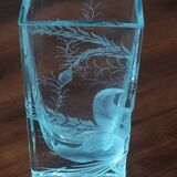 Rectangular vase in crystalline glass engraved Carabin