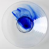 Vintage Bormioli Rocco Glass Bowl: Blue Swirl Mid-Century Platter / 1990s