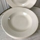 Set of 8 hollow plates Digoin Sarreguemines model Alphabet relief beige 40s