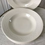 Set of 8 hollow plates Digoin Sarreguemines model Alphabet relief beige 40s