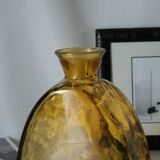 Vintage thick amber glazed glass carafe vase