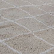 Tapis beige et blanc fait main en pure laine 65x144cm