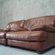 A pair of vintage Italian leather Lounge Chairs, 1970s