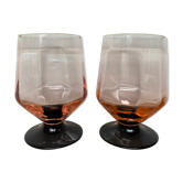 Set of 2 glasses old pink black foot