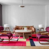 Tripod Floor Lamp in Walnut & Opaline Glass from Uluv / Valasske Mezirici, Former Czechoslovakia, 19