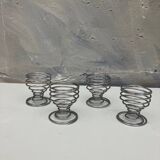 4 vintage stainless steel spiral egg cups 1970
