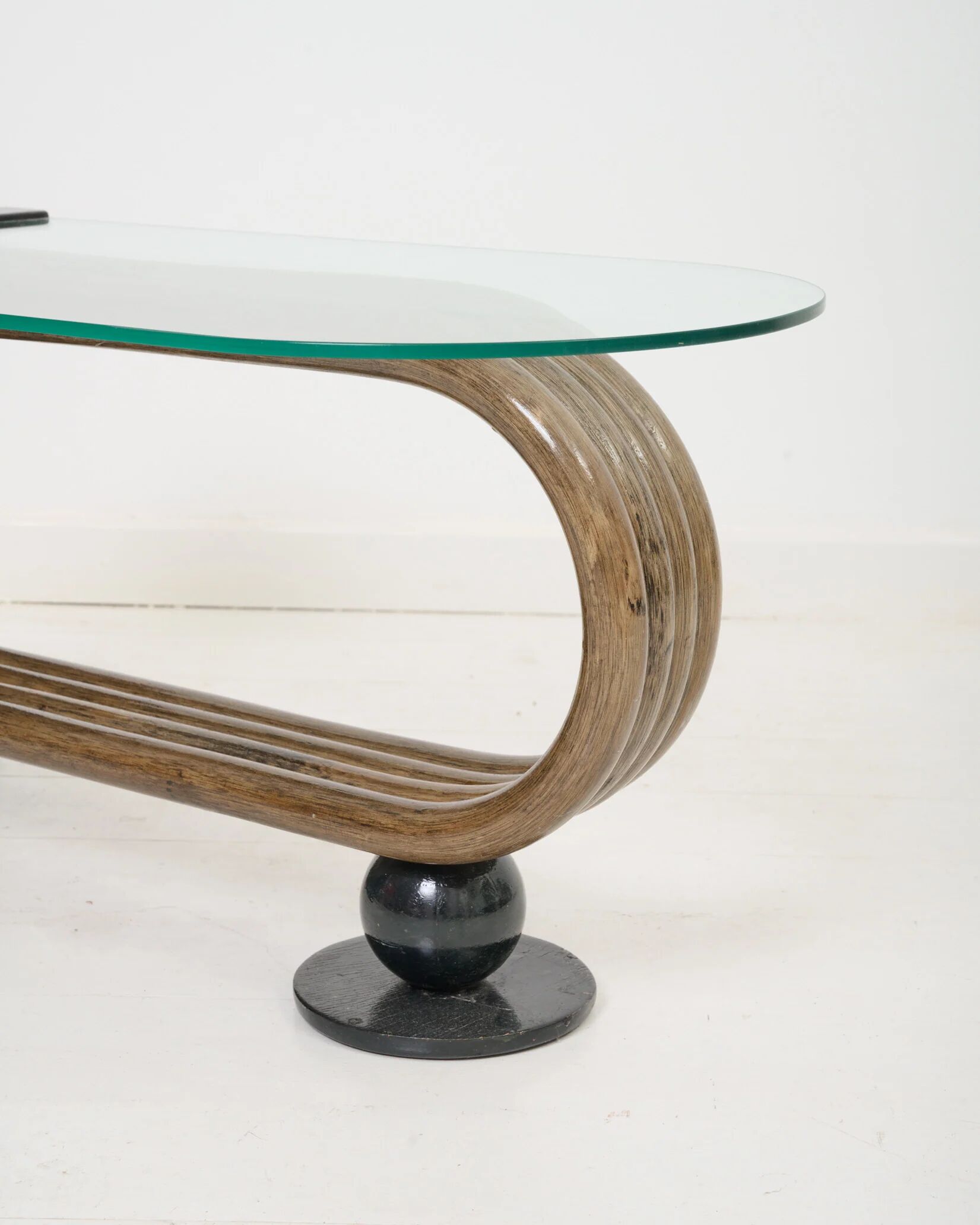 Curved wooden coffee table, 1960-70