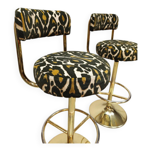 Tabourets de bar Cobra de Borje Johanson au design vintage suédois Pierre Frey