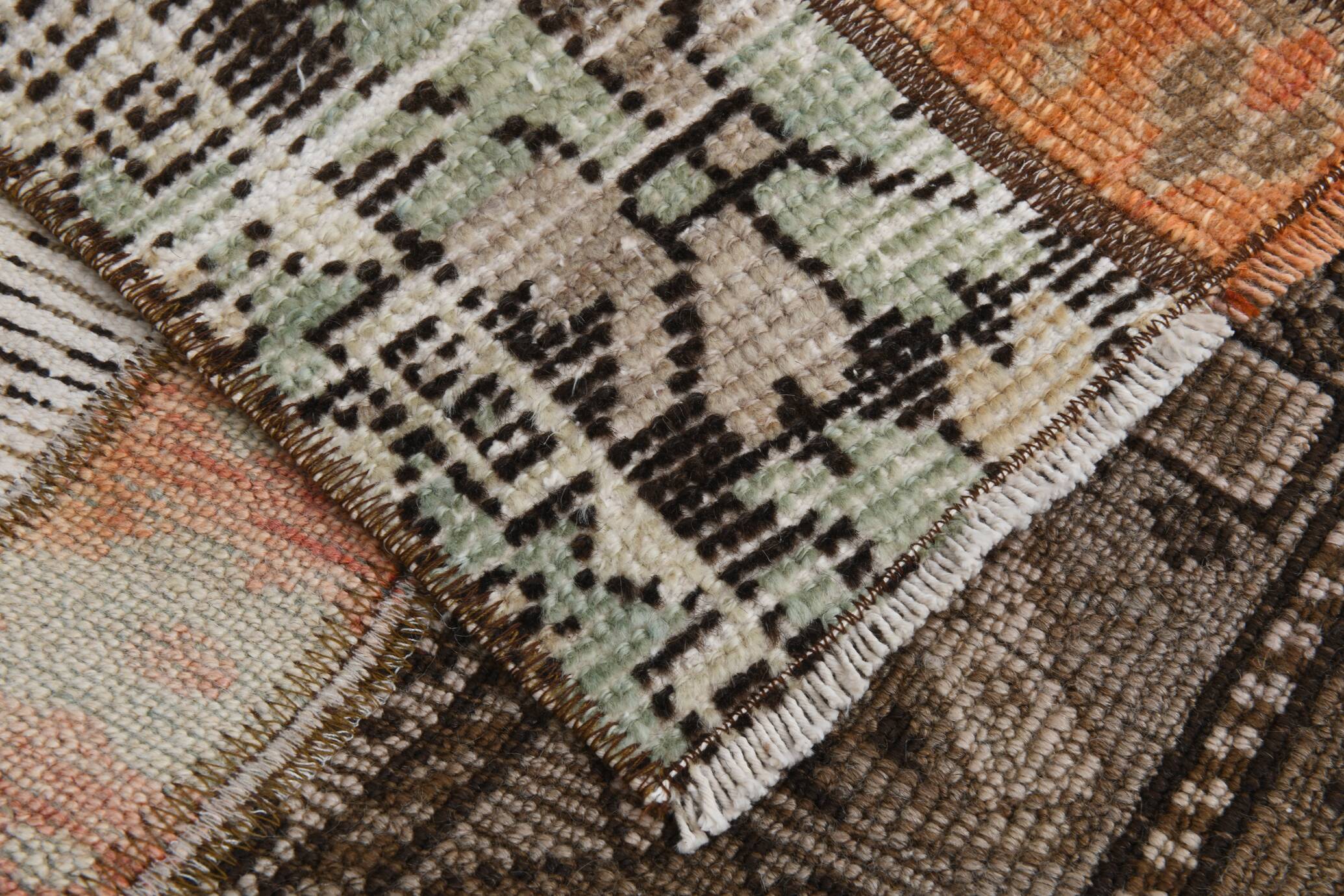 2x11 Brown & Orange Soft Vintage Runner Rug, 64x332Cm SK21437