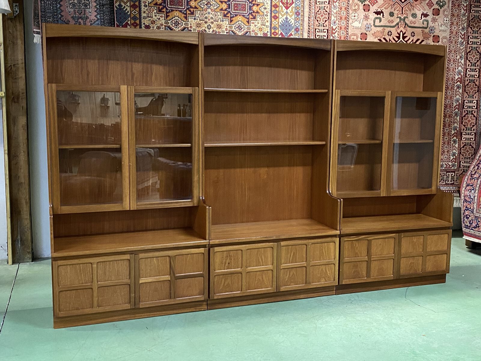 English library in 3 modules from the 1980s in teak