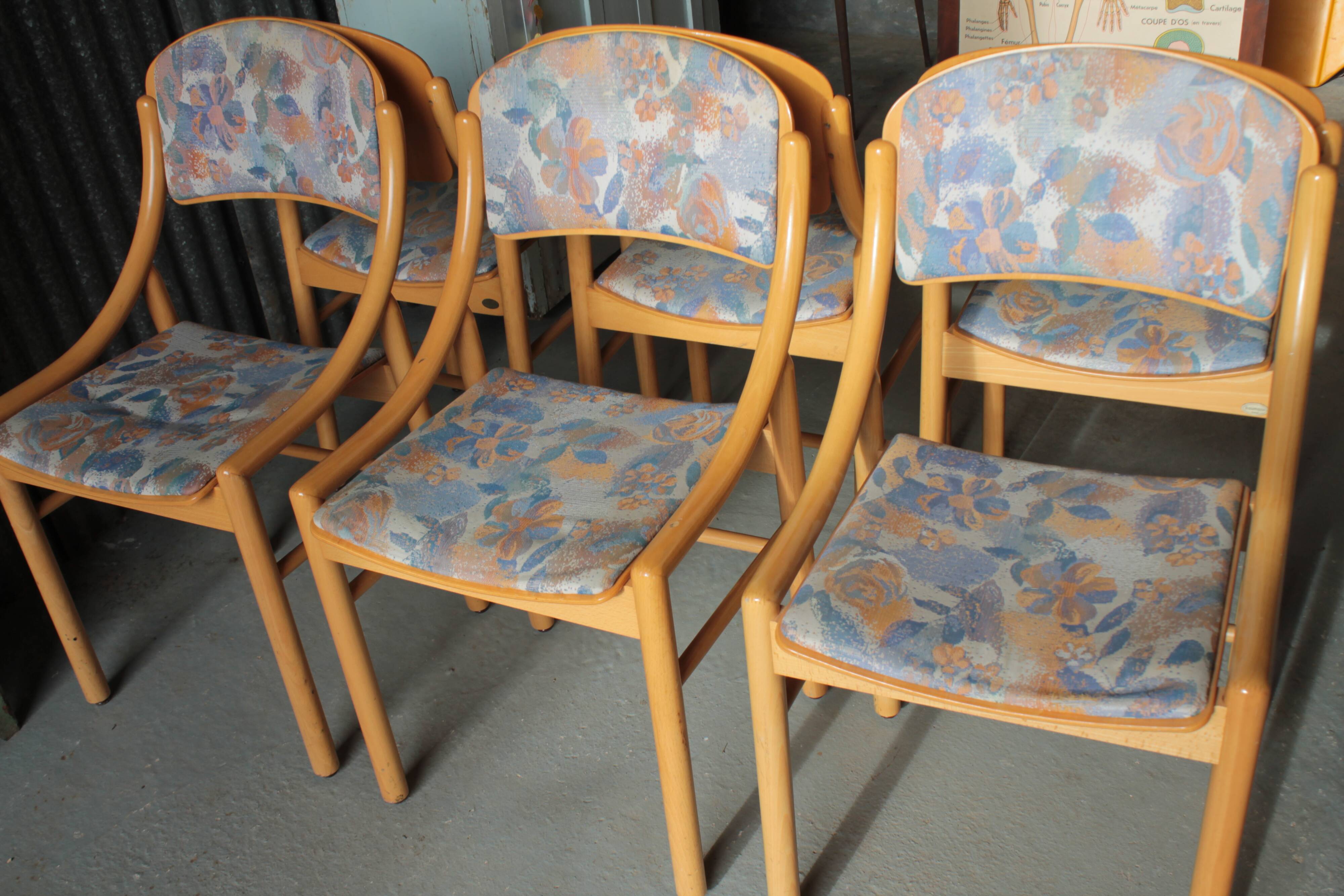 6 Baumann chairs - wood - fabric