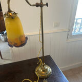 Art Deco desk lamp in brass and glass paste "Muller Frères"