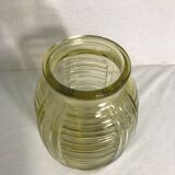 Vase verre moulé jaune style art deco décoration vintage