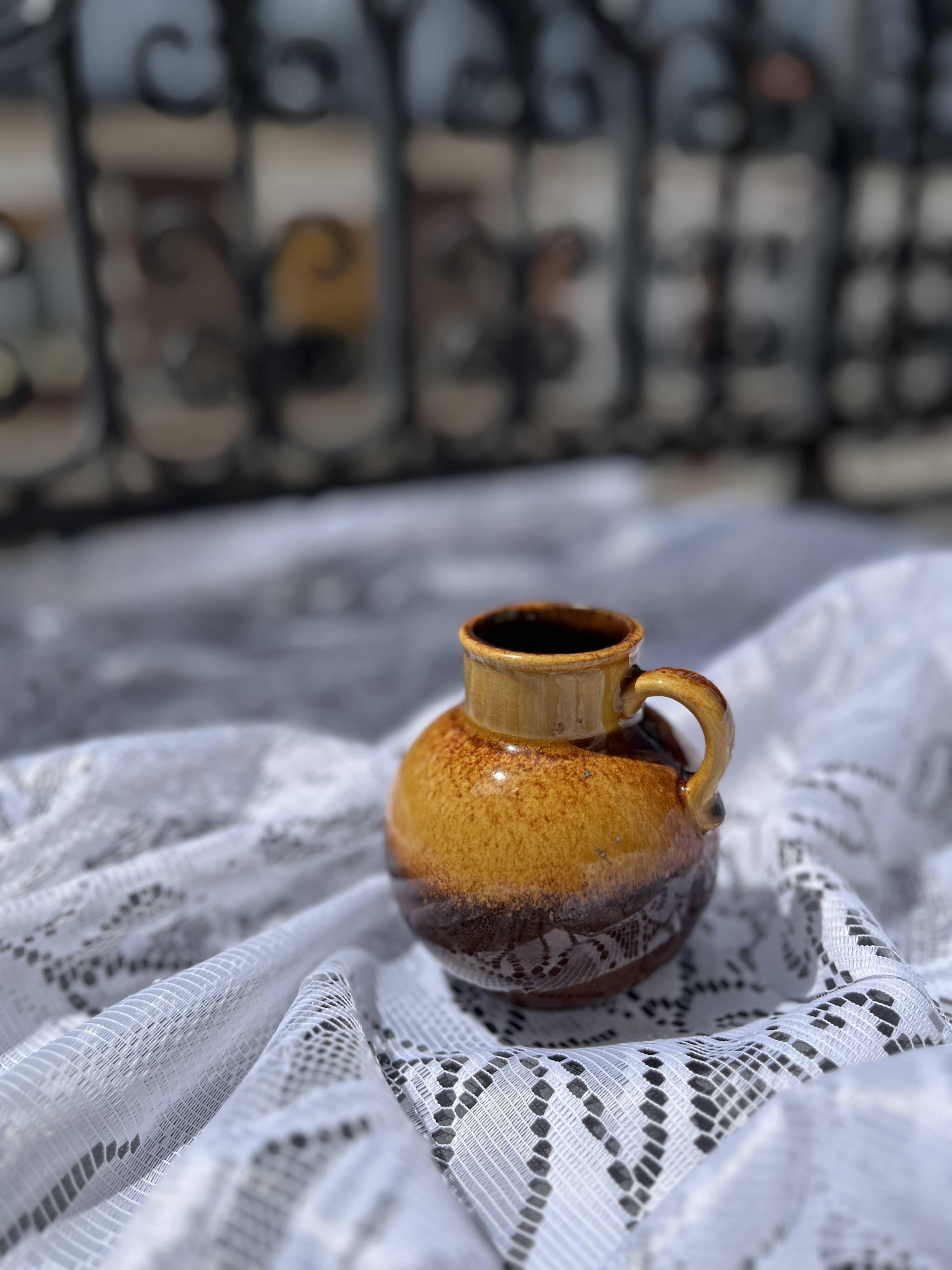 Small vintage Scheurich glazed ceramic pitcher