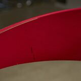 Red Plywood and Curved Metal Frame Chair