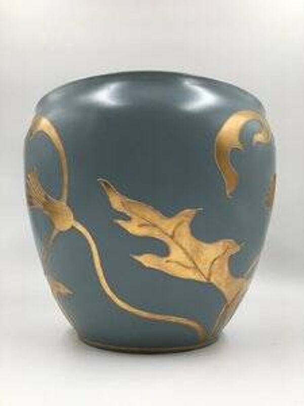 Grand Cache-Pot Art Déco Turquoise, 1890s