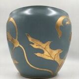 Large Art Deco Turquoise Cache Pot, 1890s