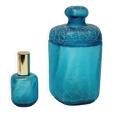 Franck Ma Toilet Box and Spray Bottle in Turquoise Blue Cracked Glass