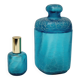 Franck Ma Toilet Box and Spray Bottle in Turquoise Blue Cracked Glass