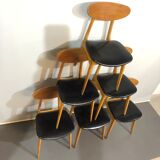 12 chaises stella 1950 en bois courbé signées