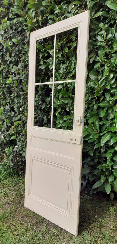 Glass communication door h221.5x90cm old 4 panes without interior glazing
