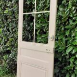 Porte vitrée communication h221,5x90cm ancienne 4 carreaux sans vitrage intérieure