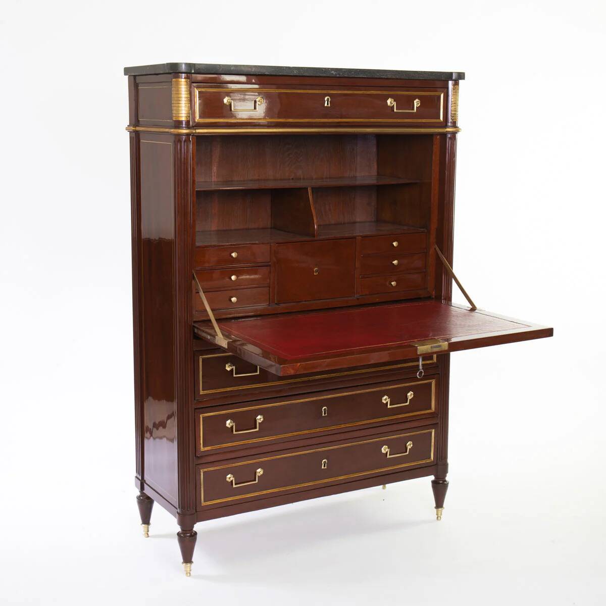 1810s Classicism Secretary Desk with Marble Top