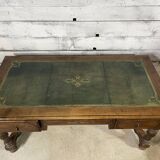 Double-sided desk with leather top