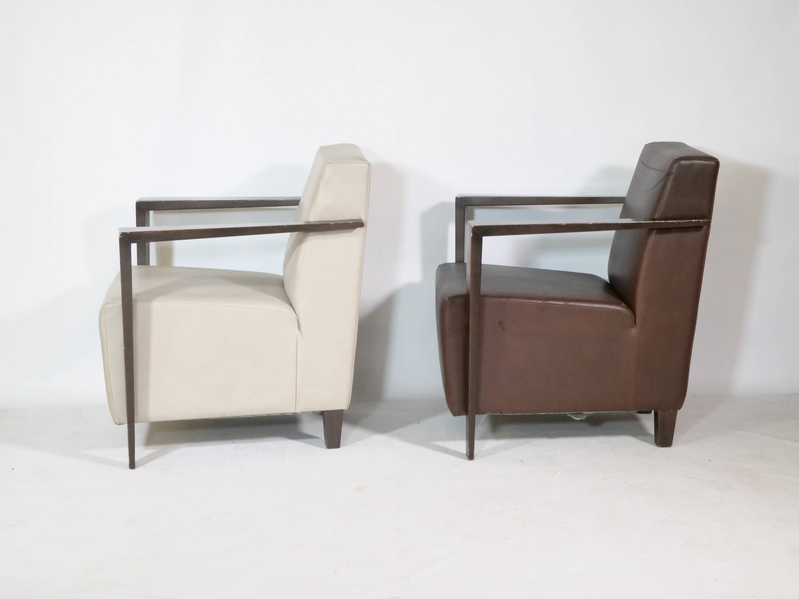 Franz Fertig Dresden leather armchair design, set of 5, 1960s
