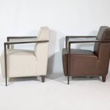 Franz Fertig Dresden leather armchair design, set of 5, 1960s