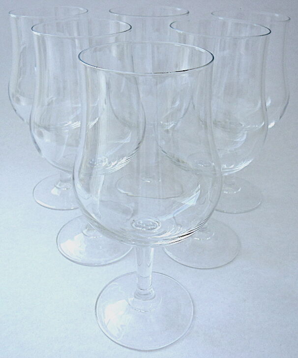 Suite of six large crystal wine tasting glasses