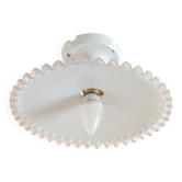 Plafonnier abat-jour vintage en opaline blanche