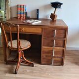 Vintage administrative desk - solid walnut with drawers