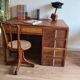 Vintage administrative desk - solid walnut with drawers