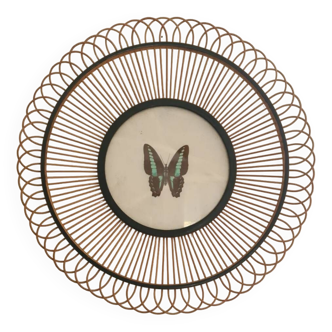 Vintage bamboo and Asian butterfly plate
