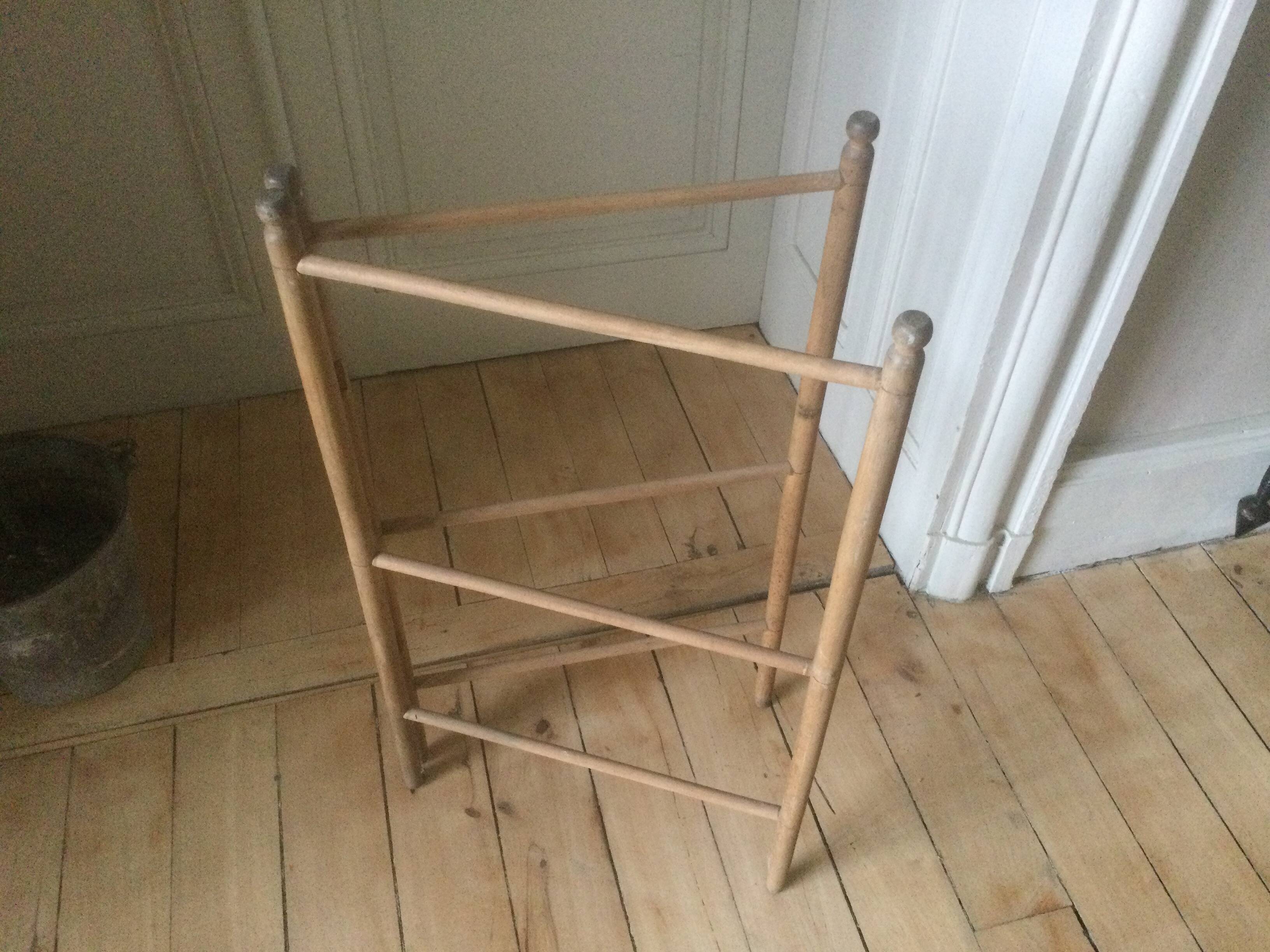 Old natural wood towel rack