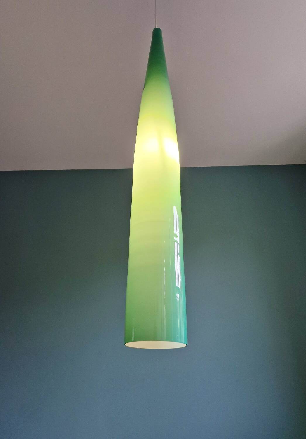 Turquoise Murano glass XXL suspension, Alessandro Pianon, 1960