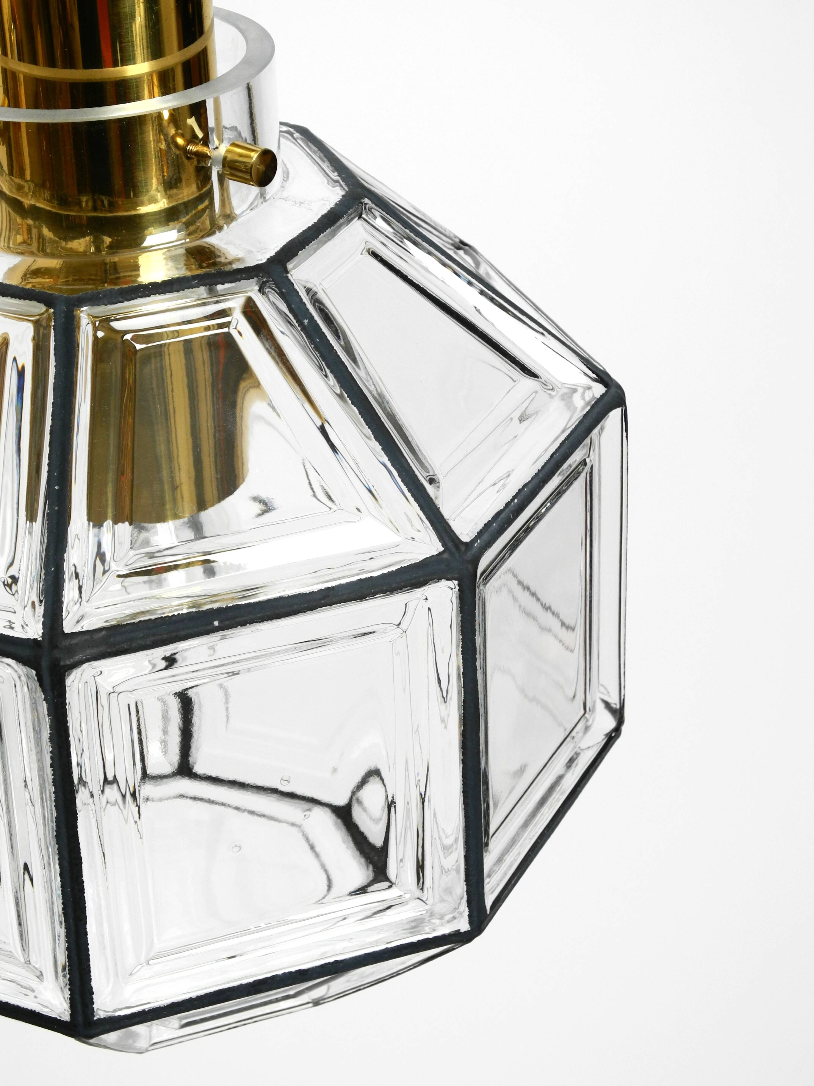 Beautiful rare original 60s  Limburg octagonal glass pendant lamp